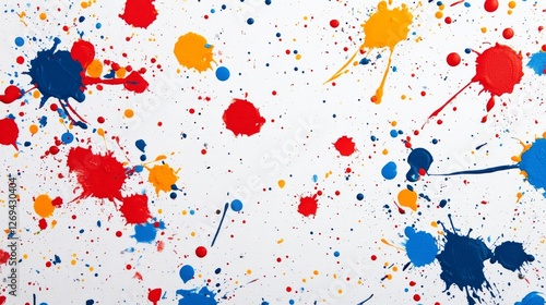 Colorful splashes of paint on a blank canvas creating a vibrant artistic expr...