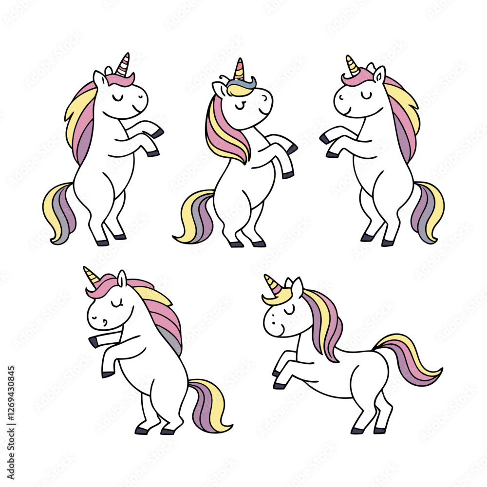 Obraz premium unicorn Set Clip art Isolated Vector Illustration