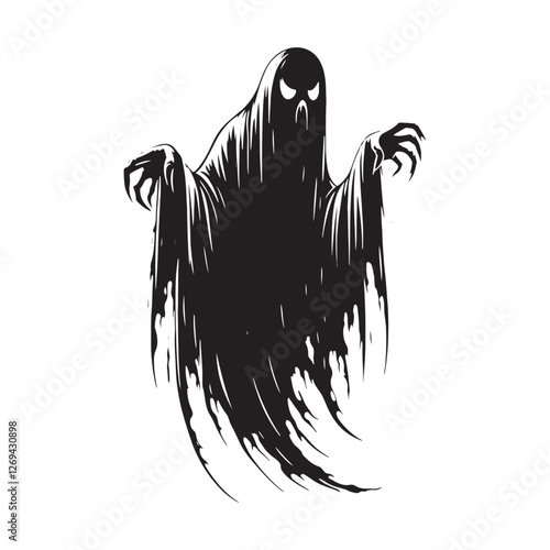 The cursed whisper Ghost silhouette echoing in the stillness - Ghost illustration - Minimalist Ghost vector - Mythical creature - Horror silhouette
