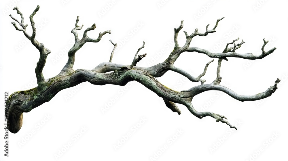 Fototapeta premium Unique twisted tree branch with intricate natural patterns and textures found in a forest setting during daylight