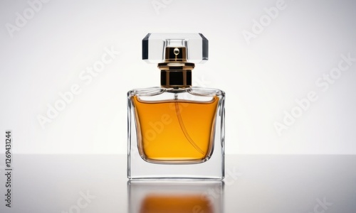 Elegant glass perfume bottle with a golden liquid, showcasing sophistication and luxury.