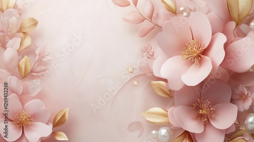 Soft pink petals and elegant fabric create serene decor in a delicate design ...