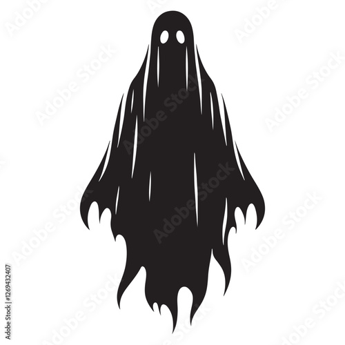 The cursed shadow Ghost silhouette, bound to wander - Ghost illustration - Minimalist Ghost vector - Mythical creature - Horror silhouette
