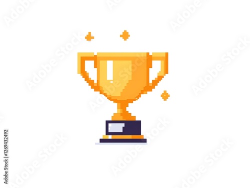 Bright golden pixel trophy representing achievement and success in gaming or competition contexts