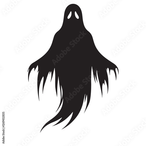 The eerie essence Ghost silhouette, an echo from beyond - Ghost illustration - Minimalist Ghost vector - Mythical creature - Horror silhouette
