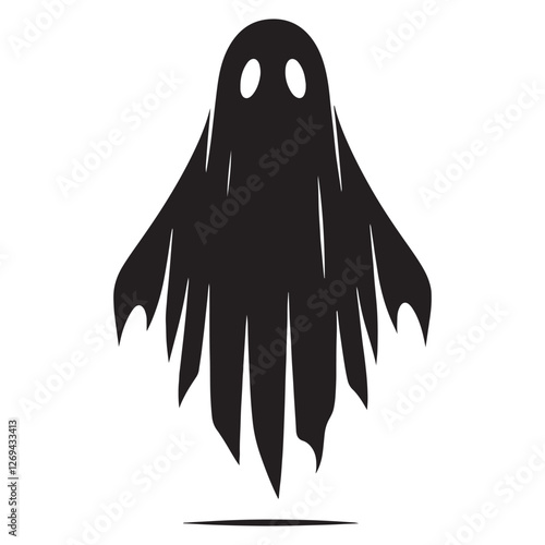 The ghastly Ghost silhouette, an unsettling presence in the dark - Ghost illustration - Minimalist Ghost vector - Mythical creature - Horror silhouette
