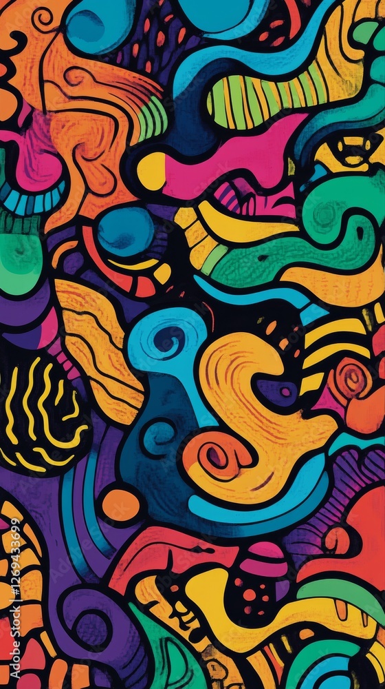 Vibrant abstract swirl pattern with bright colors and dynamic forms Vibrant abstract swirl pattern with bright colors and dynamic forms