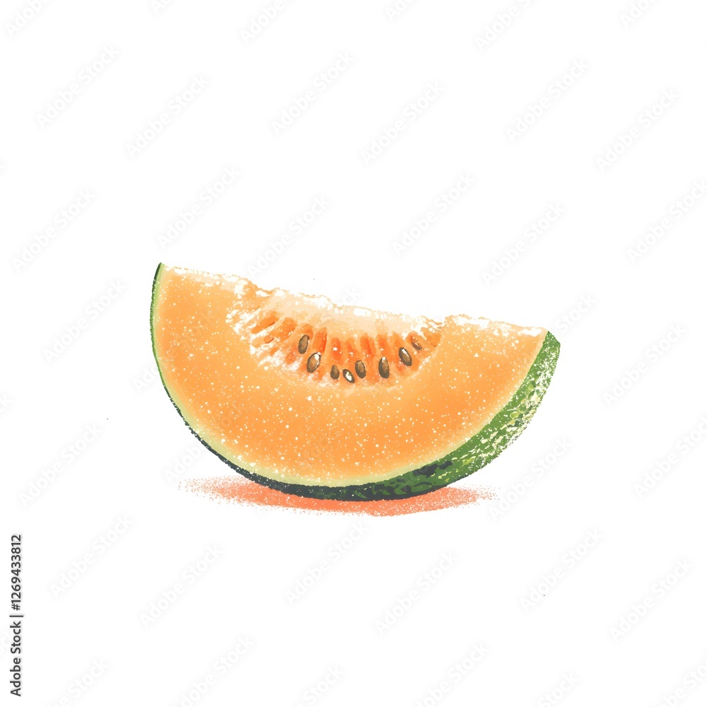 Freshly sliced cantaloupe providing a refreshing treat on a sunny day in a kitchen setting Freshly sliced cantaloupe providing a refreshing treat on a sunny day in a kitchen setting