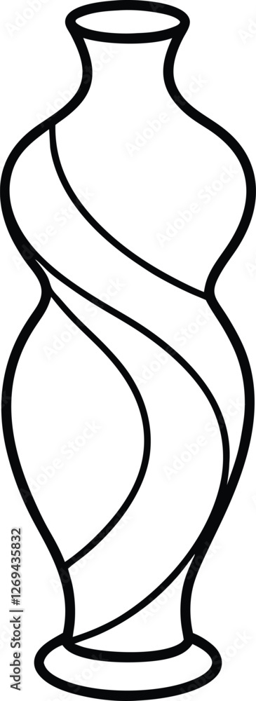 Elegant Twisted Vase Design Line Art, Pottery, Vessel, Decor Elegant Twisted Vase Design Line Art, Pottery, Vessel, Decor