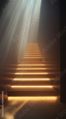 Elegant staircase with illuminated steps in a grand building