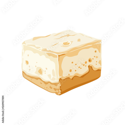 Frozen cheesecake, 2D flat vector illustration, isolated on a white background.

