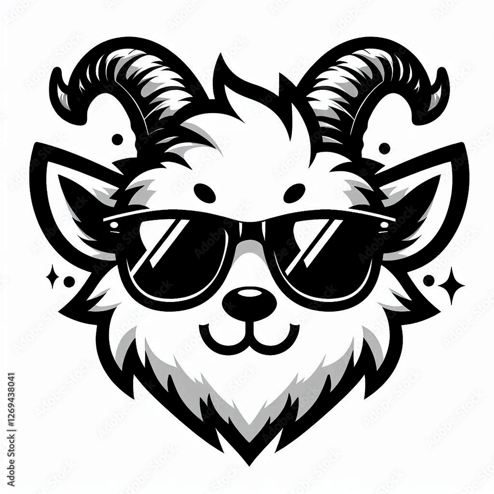 Obraz premium vector image of a goat, goat head mascot, goat, cool, style, vector, illustration, head goat