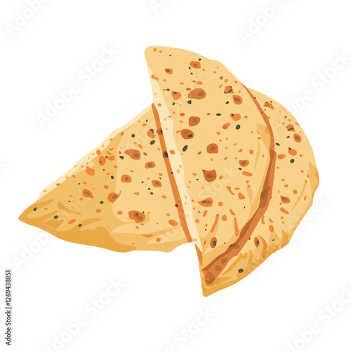 Lavash bread, 2D flat vector illustration, isolated on a white background.

