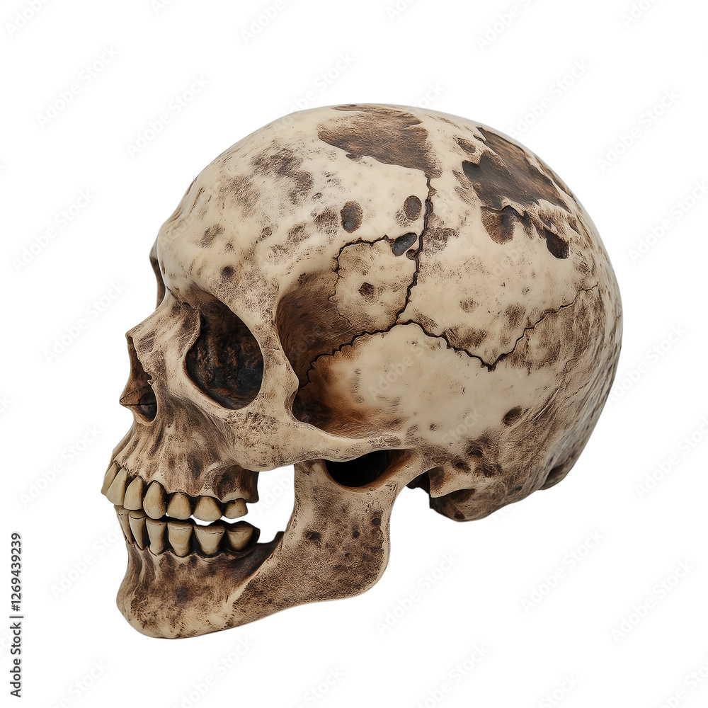 Obraz premium Realistic skull model isolated on transparent background