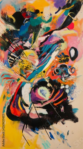 Vibrant abstract swirl pattern with bright colors and dynamic forms