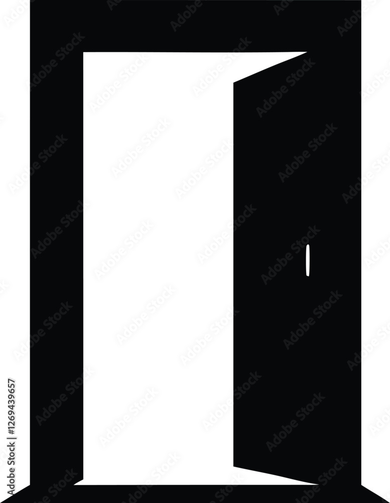 Open Door Doorway Frame silhouette,Open Door simple flat vector Open Door Doorway Frame silhouette,Open Door simple flat vector