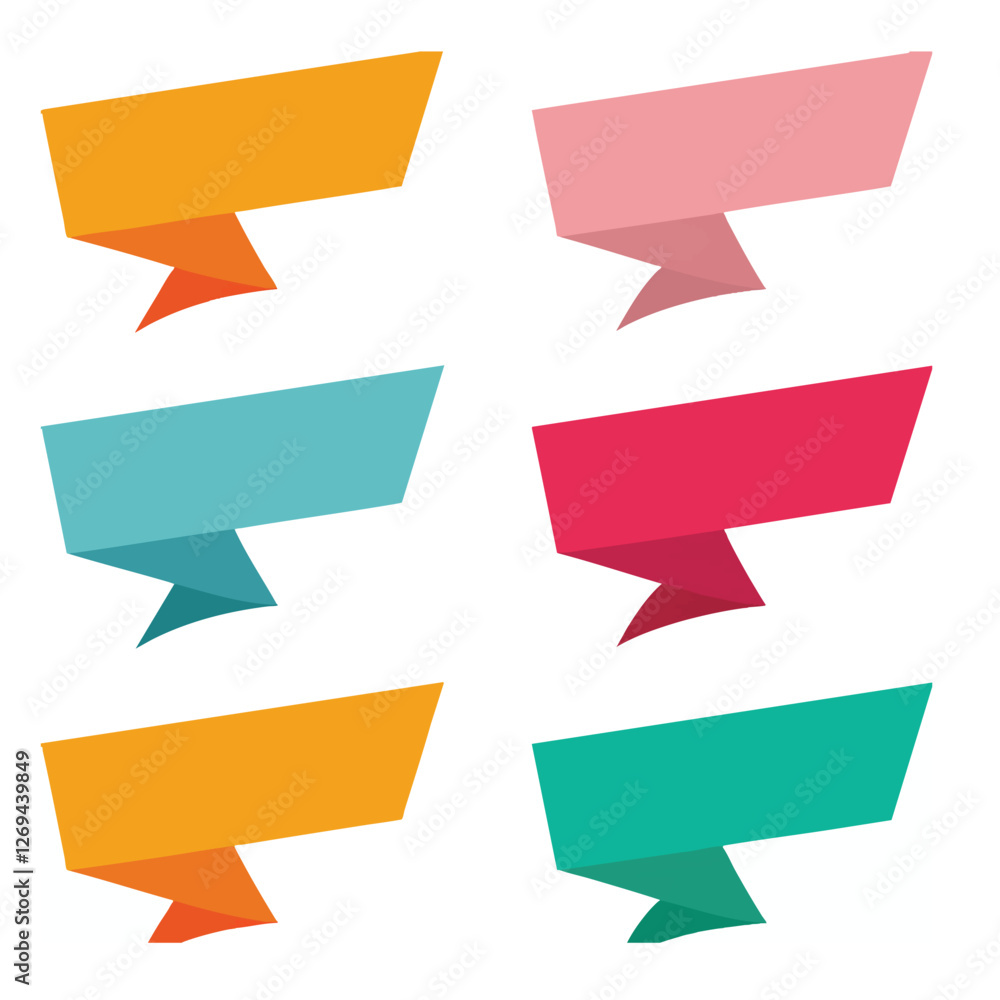 Set of origami banners text box flat vector Set of origami banners text box flat vector