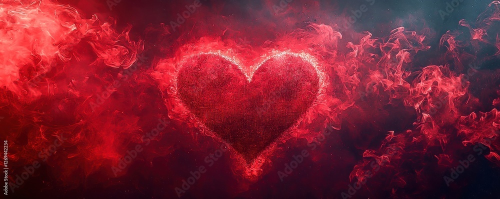 Abstract Red Love on a Nubes Background for Valentine's Day Abstract Red Love on a Nubes Background for Valentine's Day