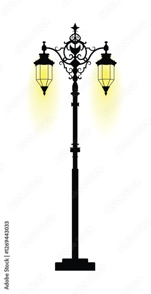 Obraz premium An old lantern with stars and an moon in illutrator