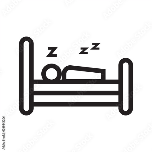 icon of person sleeping on bed with white background icon vector