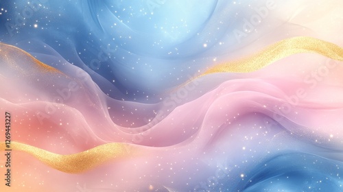 Textured waves in soft pastel hues create a serene and calming atmosphere wit...