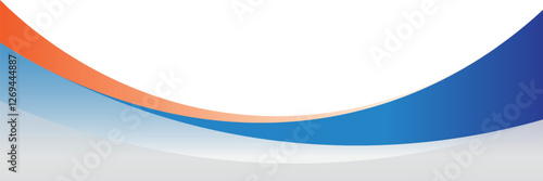 abstract banner background with blue, orange and gray wavy shapes. vector illustration