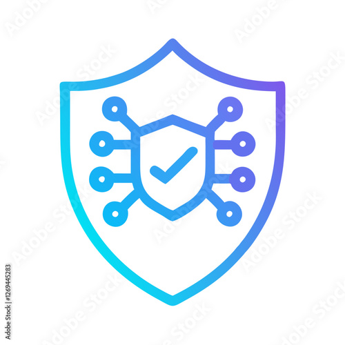 Abstract Cybersecurity Shield Icon - Digital Defense Symbol for IoT Protection