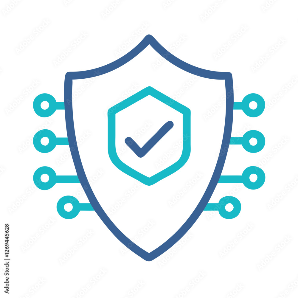 Cybersecurity Shield Vector Icon - Symbol for Malware Protection, Secure Server Defense Cybersecurity Shield Vector Icon - Symbol for Malware Protection, Secure Server Defense