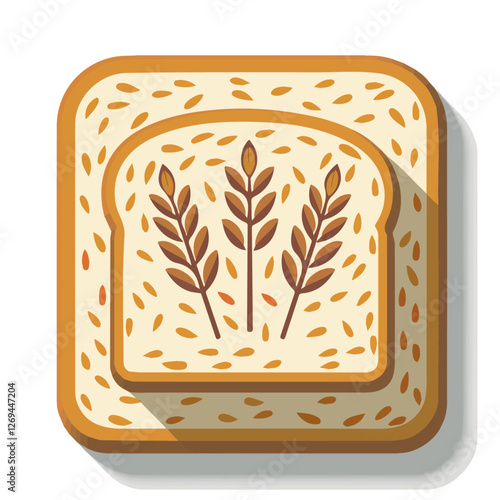 Multigrain bread, 2D flat vector illustration, isolated on a white background.

