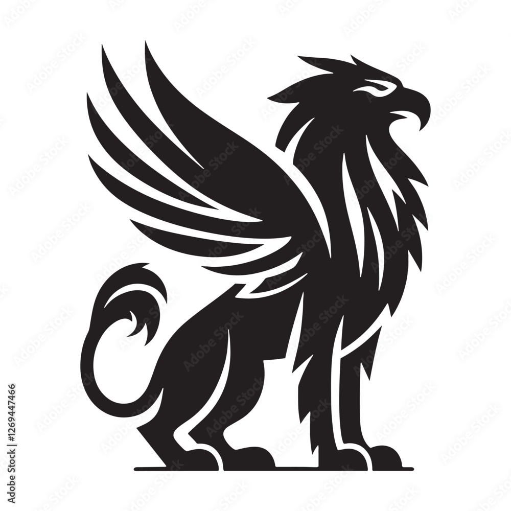 Griffin silhouette exuding mystery and divine energy - Griffin illustration - Minimalist Griffin vector - Mythical creature silhouette
Griffin silhouette exuding mystery and divine energy - Griffin illustration - Minimalist Griffin vector - Mythical creature silhouette