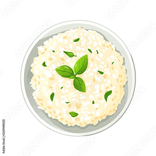 Risotto, 2D flat vector illustration, isolated on a white background.

