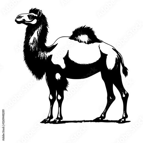 Desert camel isolated on white background