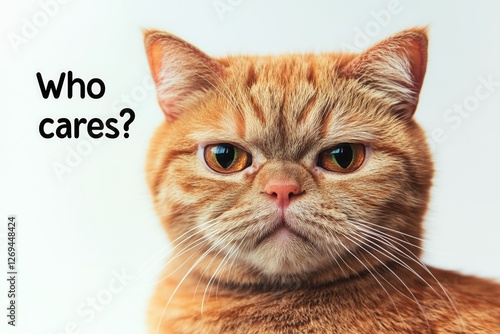 A grumpy orange cat with the text 