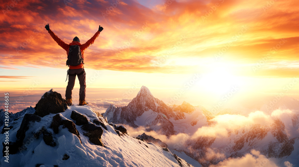 Triumphant meditation at sunrise mountain peak inspirational imagery natural landscape scenic view mindfulness experience Triumphant meditation at sunrise mountain peak inspirational imagery natural landscape scenic view mindfulness experience