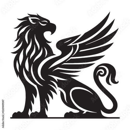 Wallpaper Mural Griffin silhouette soaring in celestial realms - Griffin illustration - Minimalist Griffin vector - Mythical creature silhouette
 Torontodigital.ca