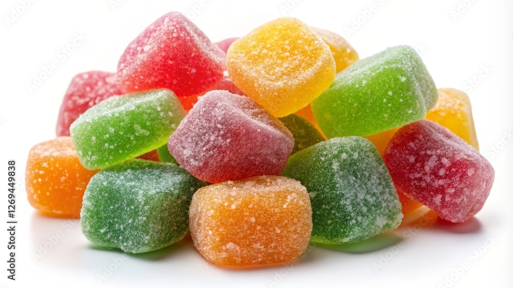 Colorful Gelatin Cubes on White Background Colorful Gelatin Cubes on White Background