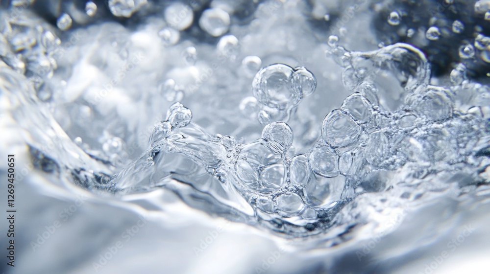 Clear water bubbles in motion creating a dynamic and fluid scene Clear water bubbles in motion creating a dynamic and fluid scene