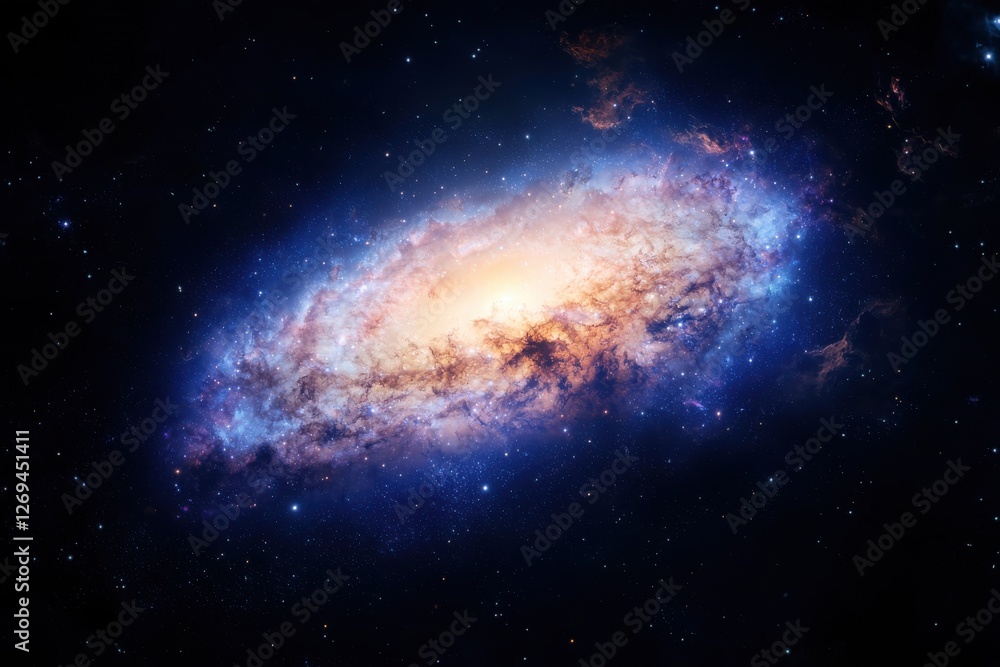 Obraz premium A deep-space journey into outer space, featuring nebulae and swirling galaxies.