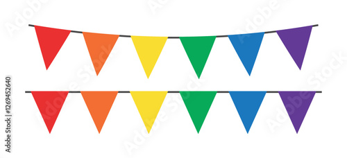Pride month LGBT flags garlands with pennants. Vector buntings set. Footer and banner background