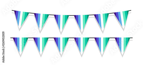 Pride month LGBT flags garlands with pennants. Vector buntings set. Footer and banner background