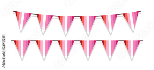 Pride month LGBT flags garlands with pennants. Vector buntings set. Footer and banner background