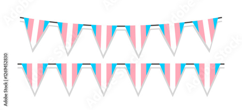 Pride month LGBT flags garlands with pennants. Vector buntings set. Footer and banner background