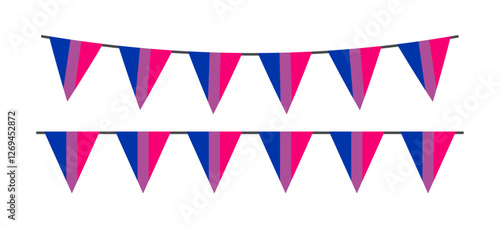 Pride month LGBT flags garlands with pennants. Vector buntings set. Footer and banner background