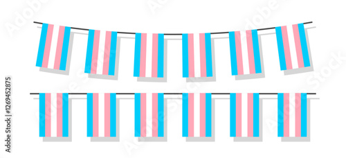 Pride month LGBT flags garlands with pennants. Vector buntings set. Footer and banner background