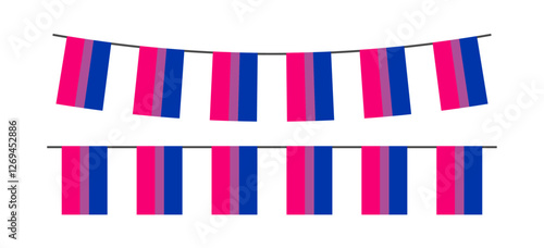 Pride month LGBT flags garlands with pennants. Vector buntings set. Footer and banner background