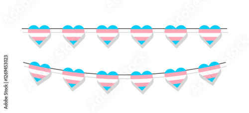Pride month LGBT flags garlands with pennants. Vector buntings set. Footer and banner background