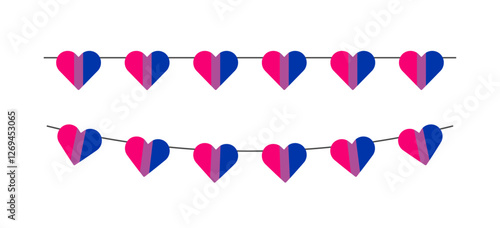 Pride month LGBT flags garlands with pennants. Vector buntings set. Footer and banner background