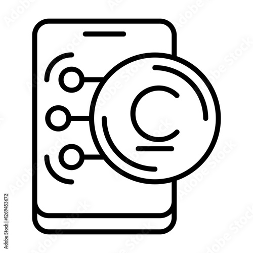 Kyrgyzstani Som Outline Style Icon Design