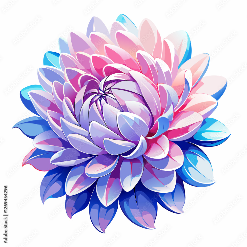 Fototapeta premium Vibrant Chrysanthemum Flower Art – Pastel Watercolor Digital Illustration