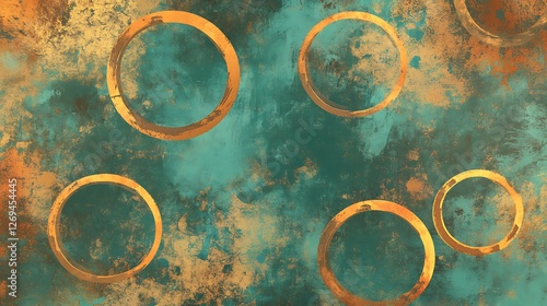 Elegant Zinc Geometric Backdrop Featuring Abstract Golden Circles in a Stylish and Contemporary Design